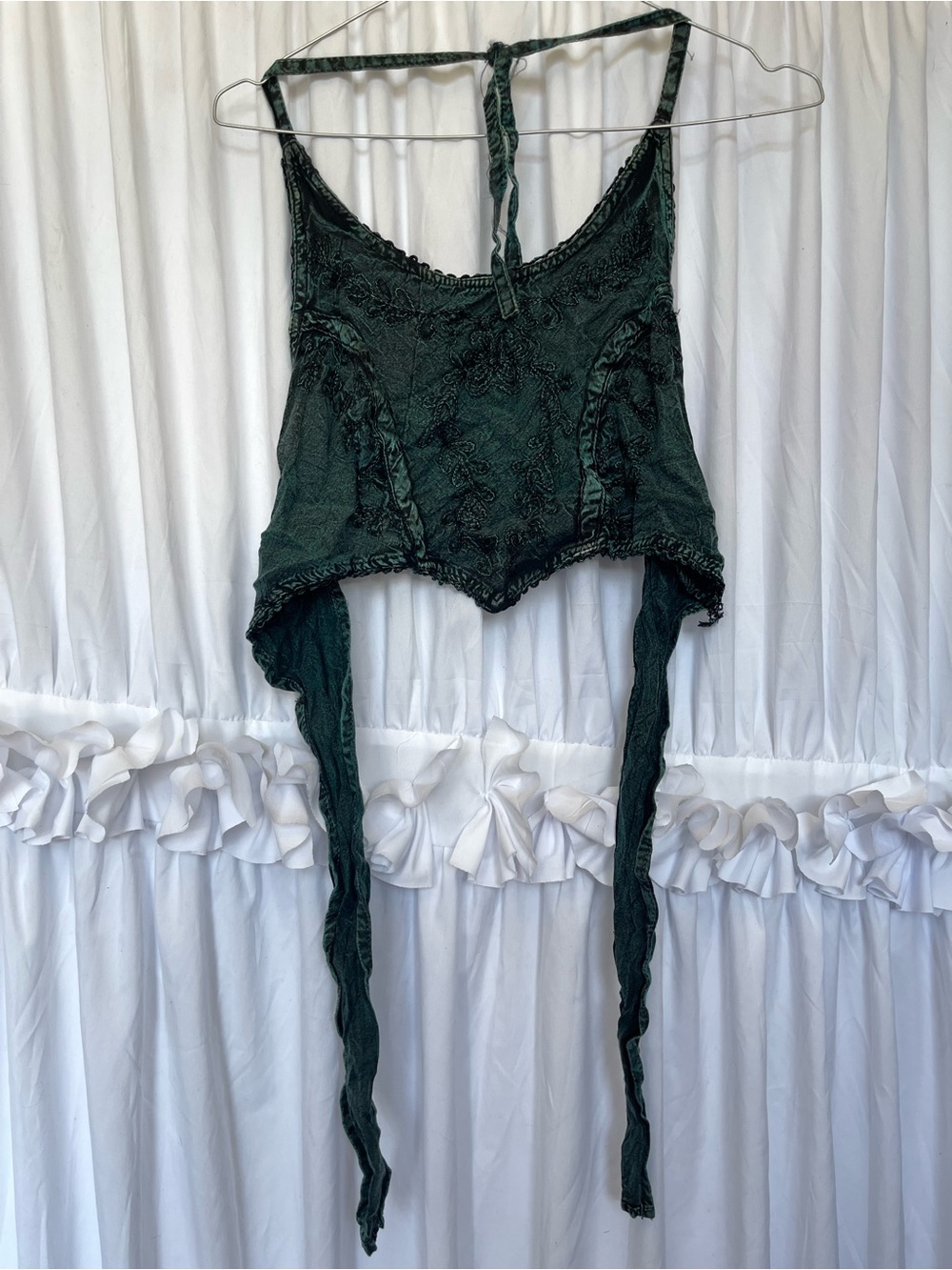 vintage fairygrunge Green Crop Camisole Top